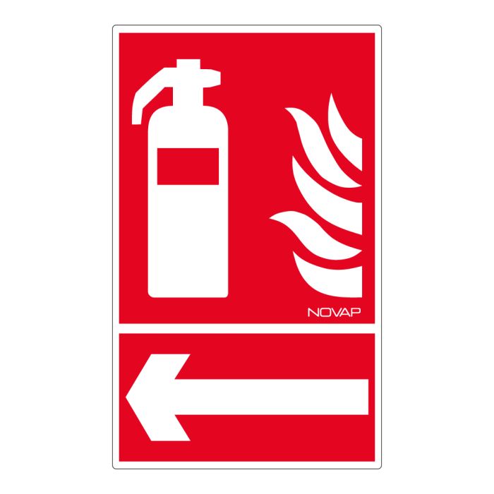 Panneau Extincteur flèche gauche - Rigide 330x200mm - Novap