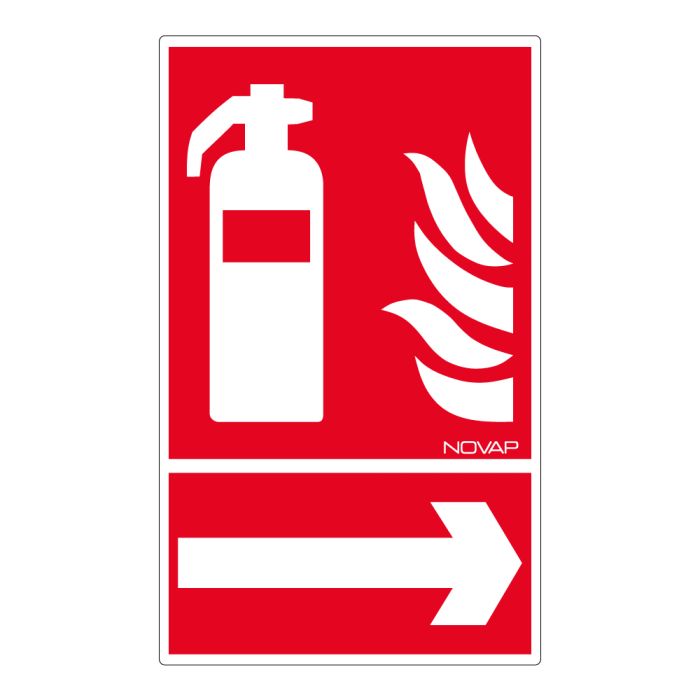 Panneau Extincteur flèche droite - Rigide 330x200mm - Novap