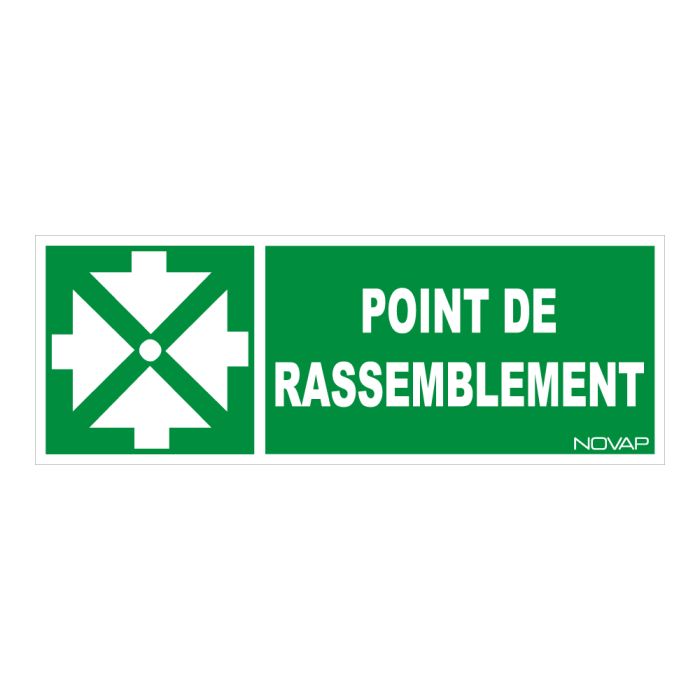 Panneau Point de rassemblement (vert) - Rigide 330x120mm - Novap