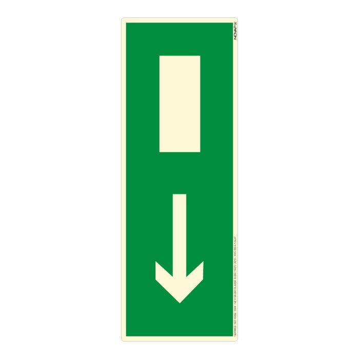 Panneau photoluminescent Sortie de secours en bas - Rigide 330x120mm - Novap