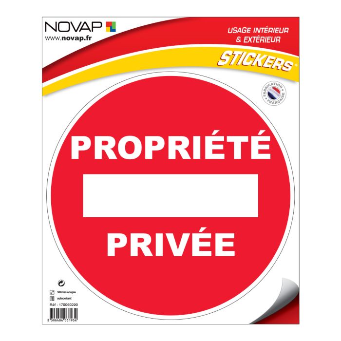 Panneau Propriété privée - Vinyle adhésif Ø300mm - Novap