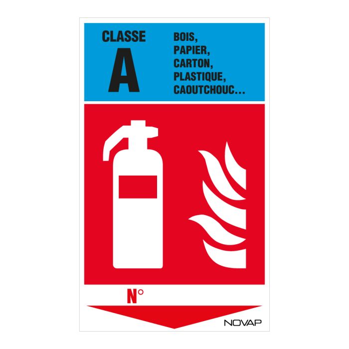 Panneau Extincteur classe A - Rigide 330x200mm - Novap