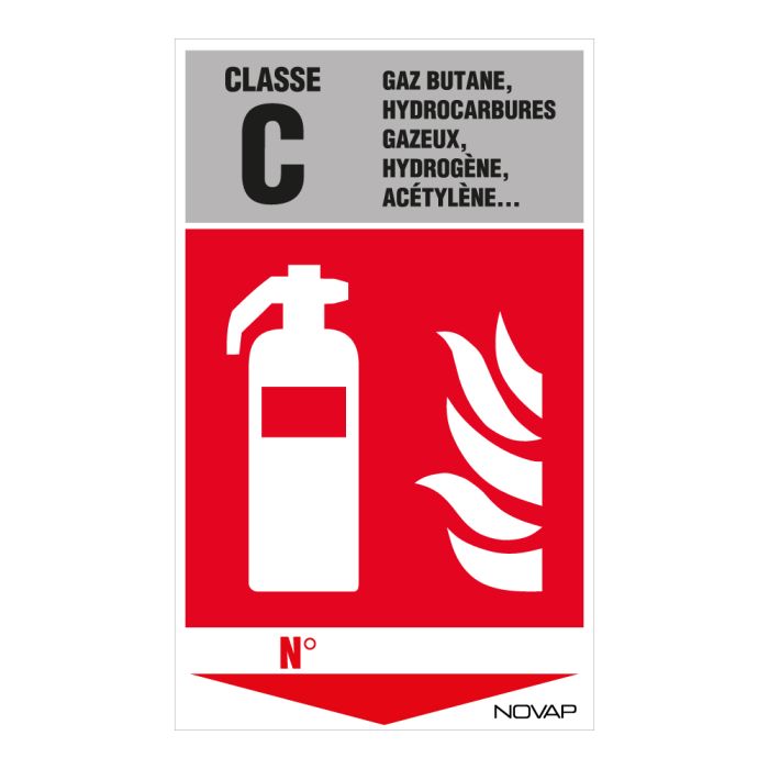 Panneau Extincteur classe C - Rigide 330x200mm - Novap