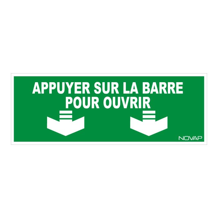 Panneau Appuyer sur la barre pour ouvrir - Rigide 330x120mm - Novap