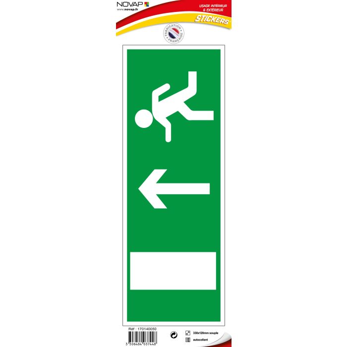 Panneau Sortie de secours en haut - Vinyle adhésif 330x120mm