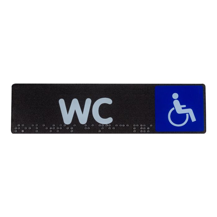 Plaque de porte toilettes handicapés - Braille - 170x45mm - Novap
