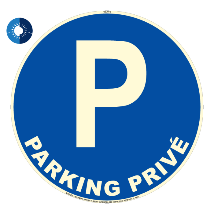 Panneau photoluminescent HD Parking privé - rigide Ø 300mm - Novap