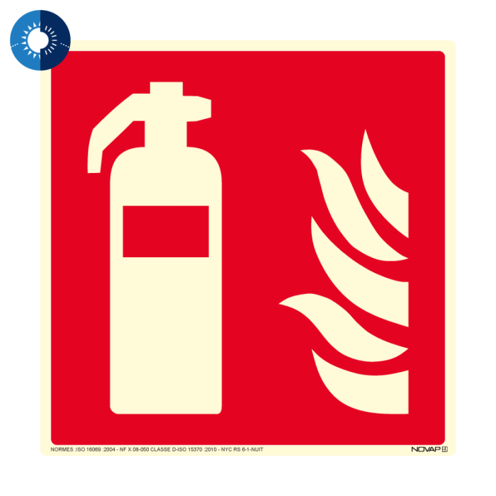 Panneau photoluminescent HD Extincteur - rigide 200x200mm - Novap