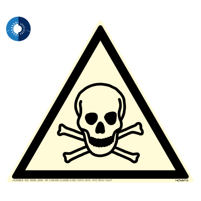 Panneau photoluminescent HD Danger de mort - rigide triangle 100mm - Novap