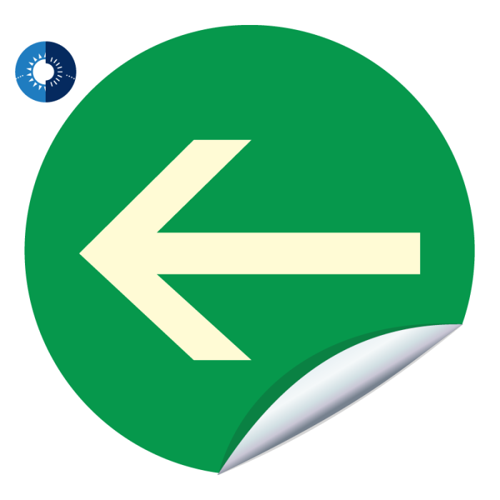 Panneau photoluminescent HD Sens obligatoire - adhésif Ø 80mm - Novap