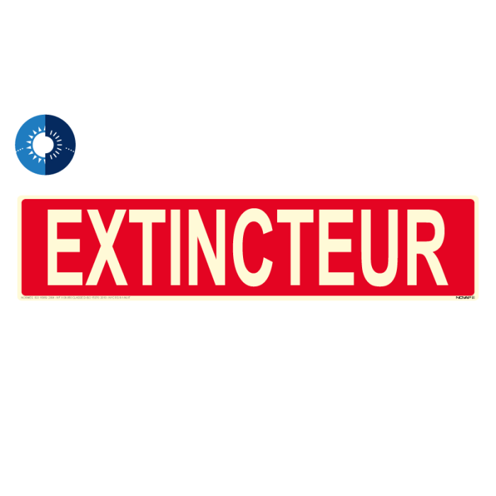 Panneau photoluminescent HD Extincteur - rigide 330x75mm - Novap