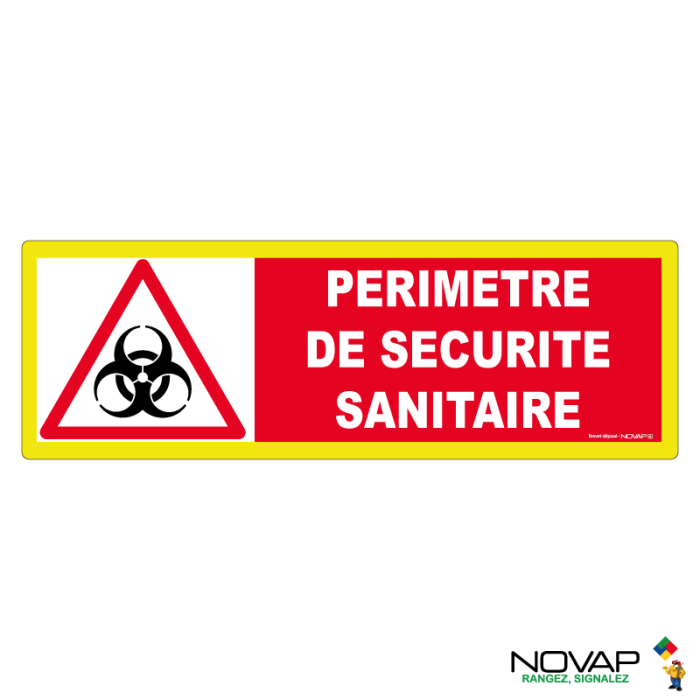Panneau Périmètre de sécurité sanitaire - haute visibilité - 450x150mm - Novap