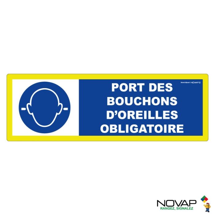 Panneau Port obligatoire des bouchons d'oreilles - haute visibilité - 450x150mm - Novap