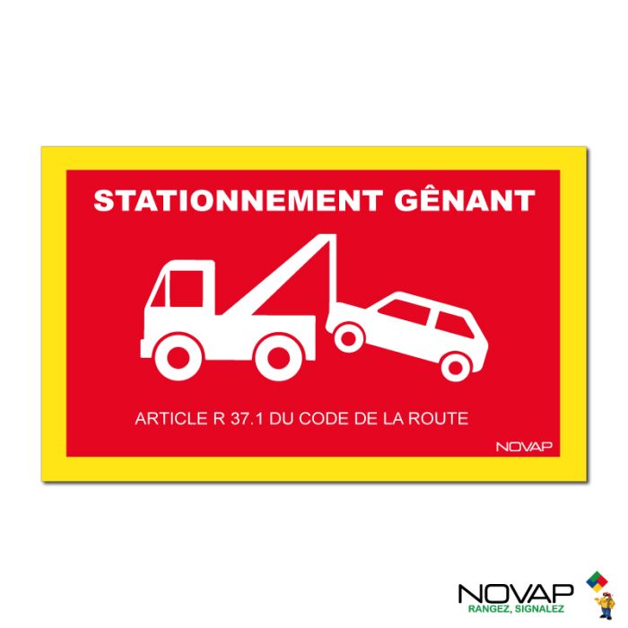 Panneau Stationnement gênant - haute visibilité - 330x200mm - Novap