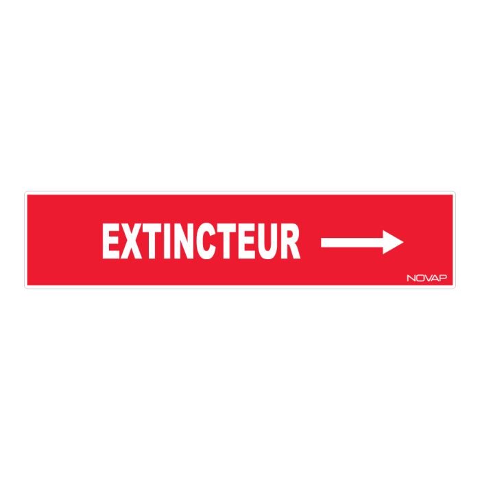 Panneau Extincteur flèche à droite - Rigide 330x75mm - Novap