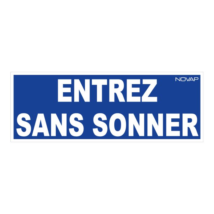 Panneau Entrez Sans sonner - Rigide 330x120mm - Novap