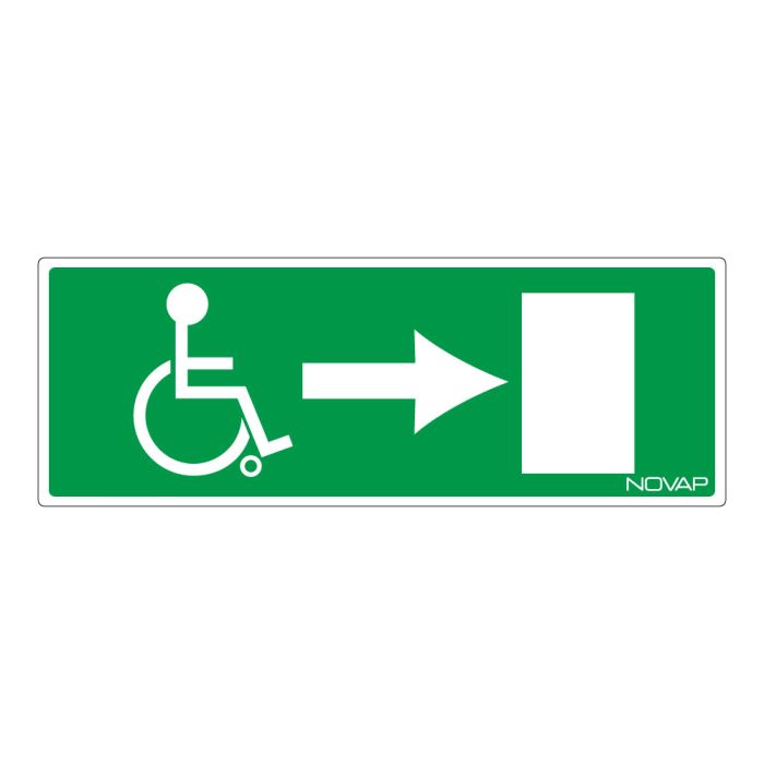 Panneau Sortie de secours handicapés à droite - Rigide 330x120mm - Novap