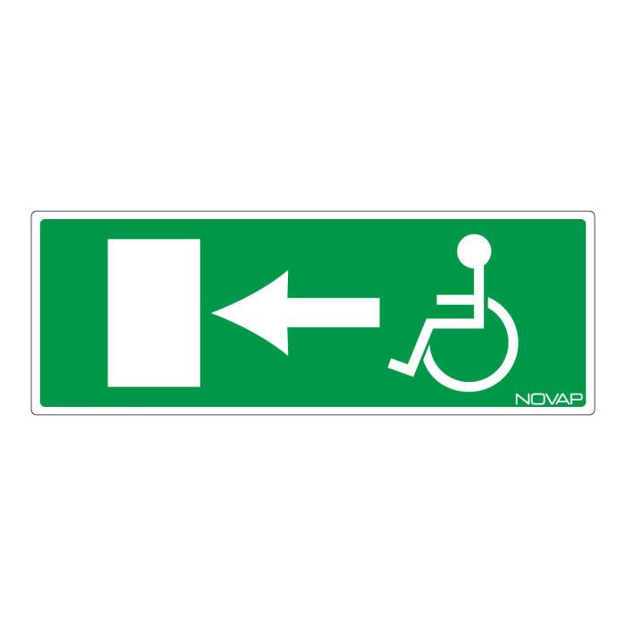 Panneau Sortie de secours handicapés à gauche - Rigide 330x120mm - Novap