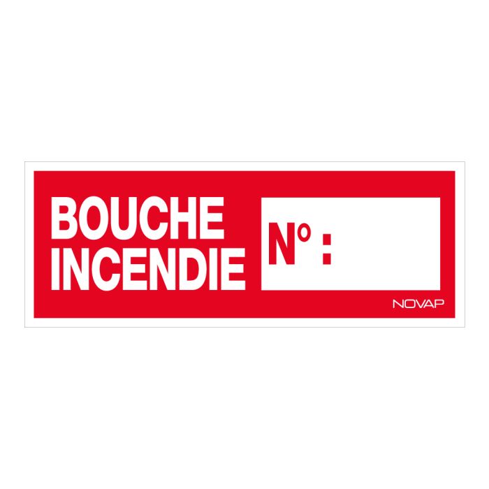 Panneau Bouche d'incendie n° - Rigide 330x120mm - Novap