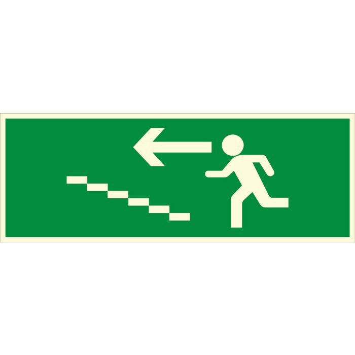 Panneau photoluminescent Escalier montée gauche - Rigide 330x120mm - Novap