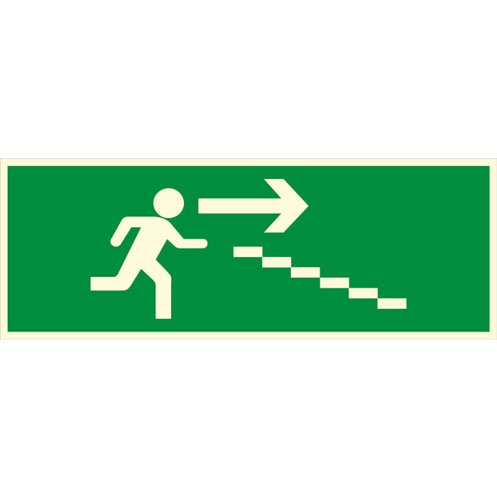 Panneau photoluminescent Escalier descente droite - Rigide 330x120mm - Novap