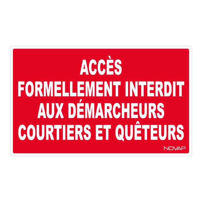Panneau Accès interdit aux demarcheurs - Rigide 330x200mm - Novap