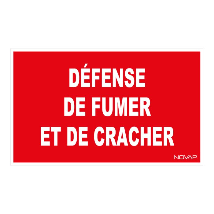 Panneau Défense de fumer et cracher - Rigide 330x200mm - Novap