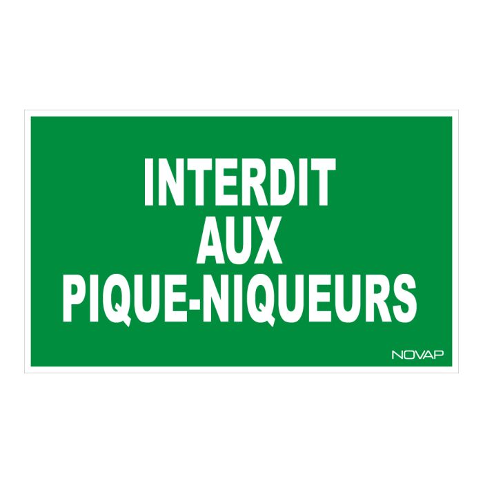 Panneau Interdit aux pique niqueurs - Rigide 330x200mm - Novap