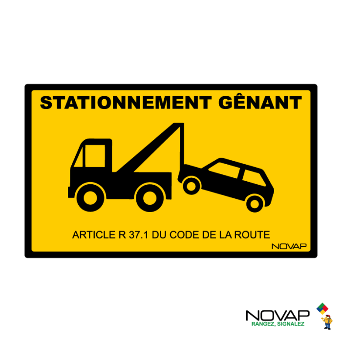 Panneau Enlèvement mise en fourrière - Rigide 330x200mm - Novap