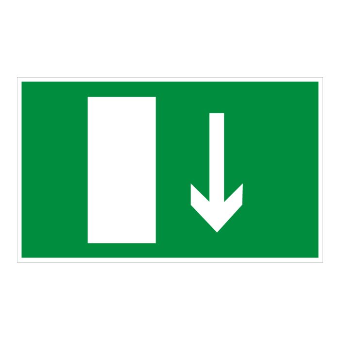 Panneau Sortie de secours en bas avec symbole - Rigide 330x200mm - Novap