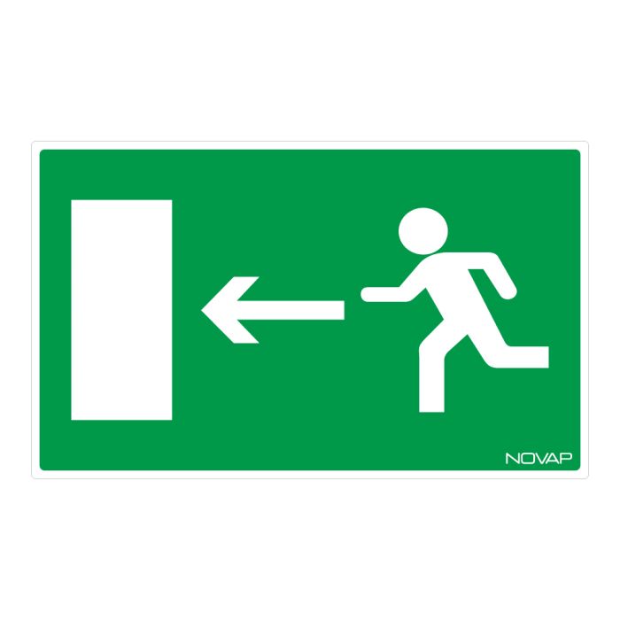 Panneau Sortie flèche gauche - Rigide 330x200mm - Novap