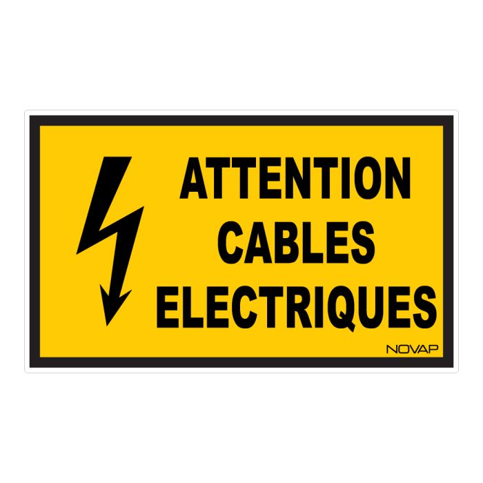 Panneau Attention cables électriques - Rigide 330x200mm - Novap
