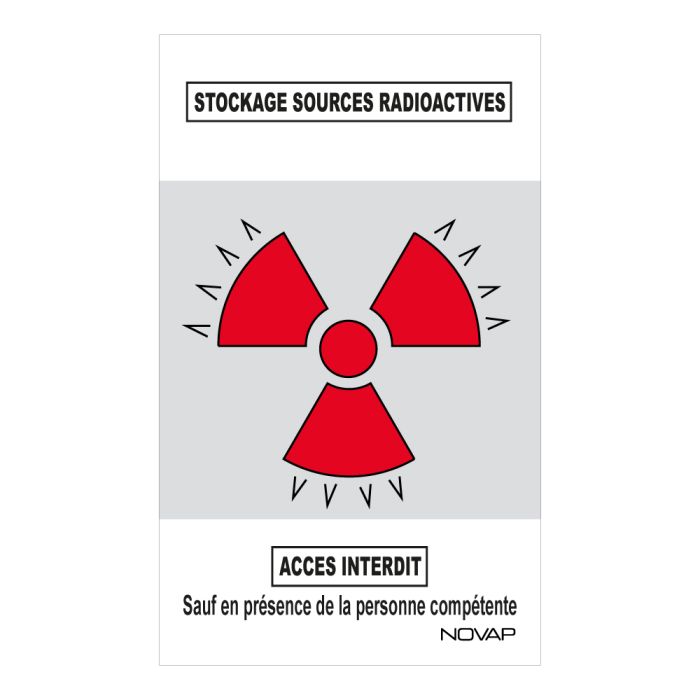 Panneau Danger de zone Stockage sources radioactives - Rigide 330x200mm - Novap