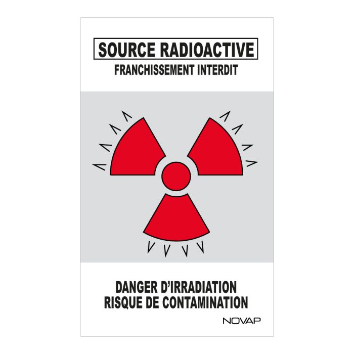 Panneau Danger de zone source radioactive - Rigide 330x200mm - Novap