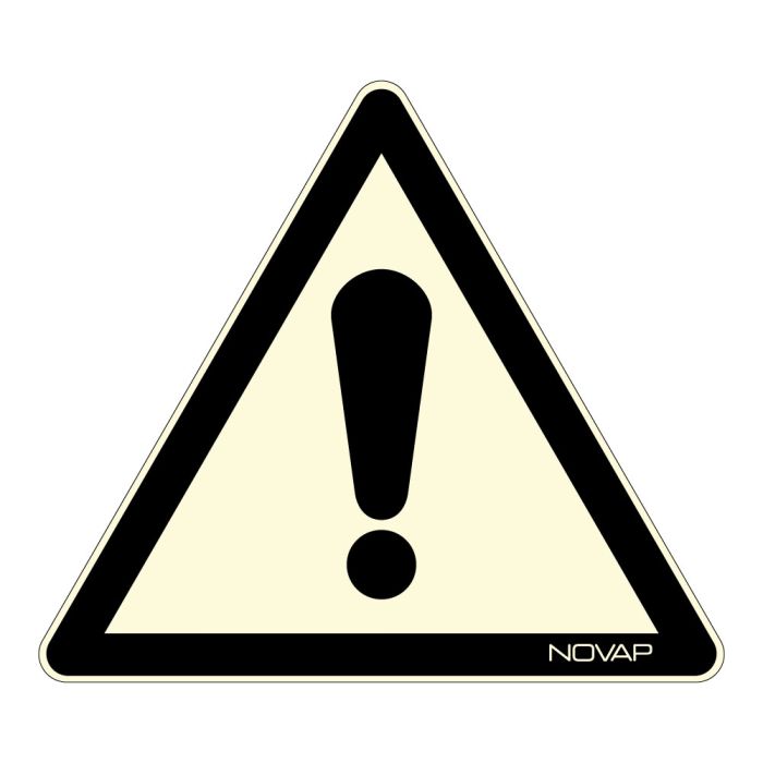 Panneau photoluminescent Danger général - Rigide Triangle 100mm - Novap