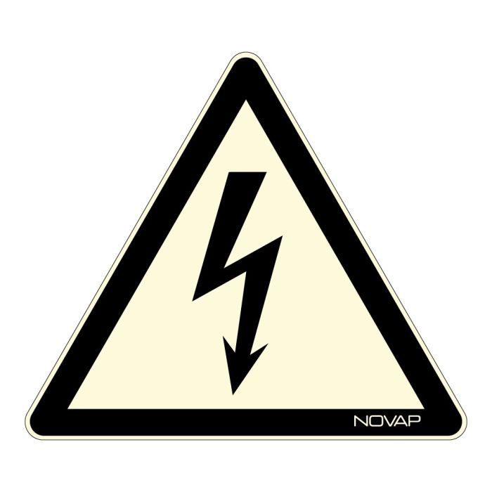 Panneau photoluminescent Danger éléctrique - Rigide Triangle 100mm - Novap