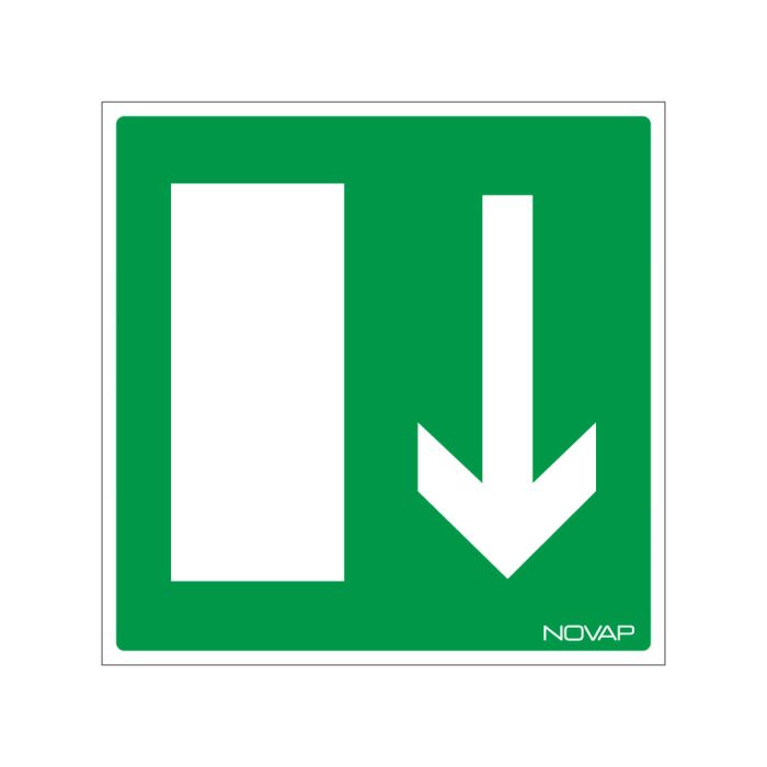 Panneau Sortie de secours en bas - Rigide 200x200mm - Novap