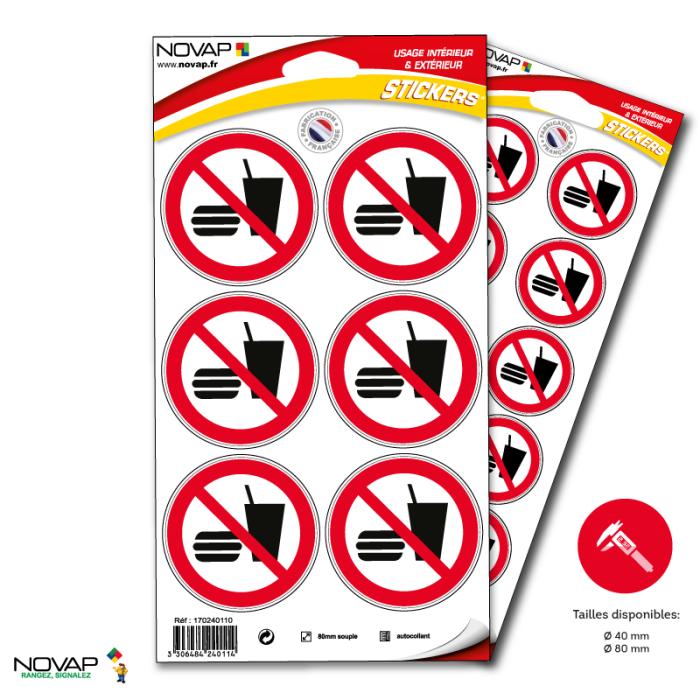 Pictogramme Interdit de manger ou de boire - Novap