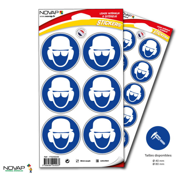 Pictogramme Obligation de porter un casque lunettes et casque anti-bruit - Novap