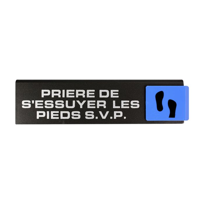 Plaquette de porte Priére de s'essuyer les pieds - Europe design 175x45mm - Novap