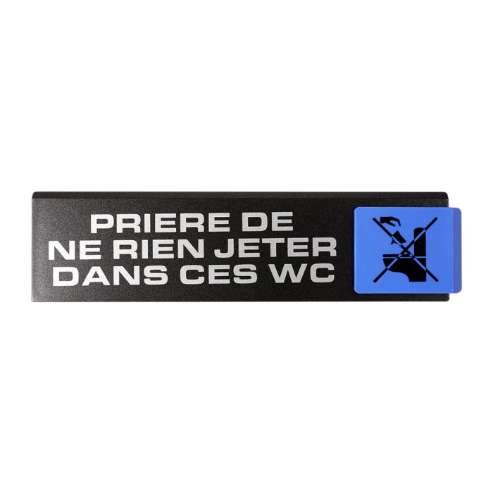 Plaquette de porte Priére de ne rien jeter dans les WC - Europe design 175x45mm - Novap