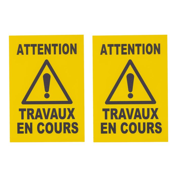 Lot de 2 plaques modulable jaune - Travaux en cours - Novap