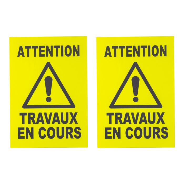 Lot de 2 plaques modulable jaune fluo - Travaux en cours - Novap