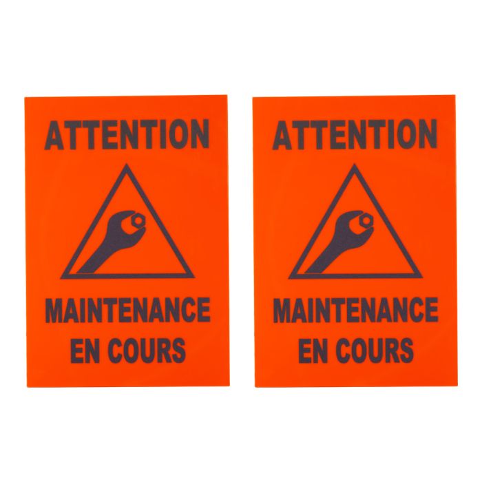 Lot de 2 plaques modulable orange fluo - Maintenance en cours - Novap