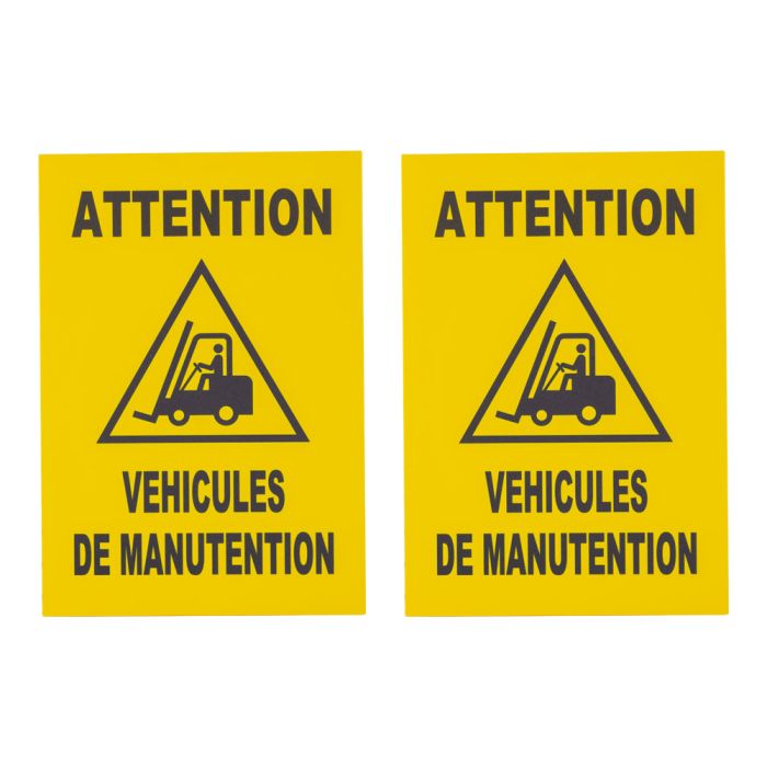 Lot de 2 plaques modulable jaune - Attention véhicules de manutention - Novap