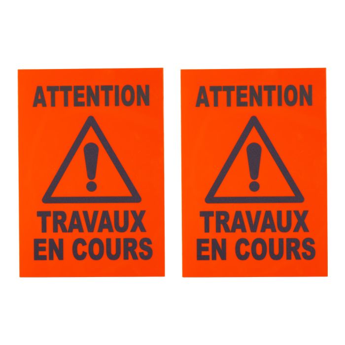 Lot de 2 plaques modulable orange fluo - Travaux en cours - Novap
