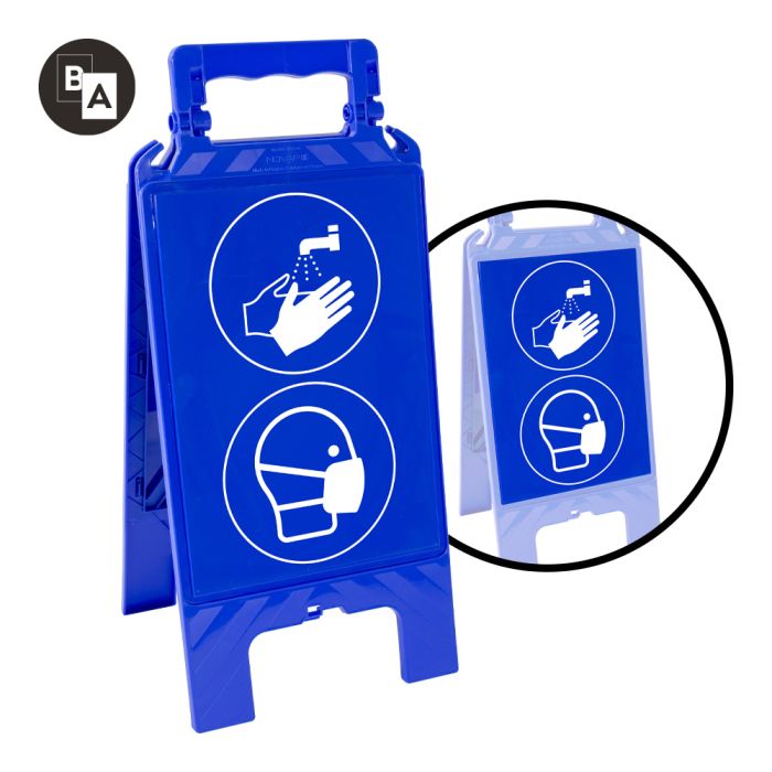 Chevalet modulable bleu - lavage des mains et port du masque obligatoire - Novap