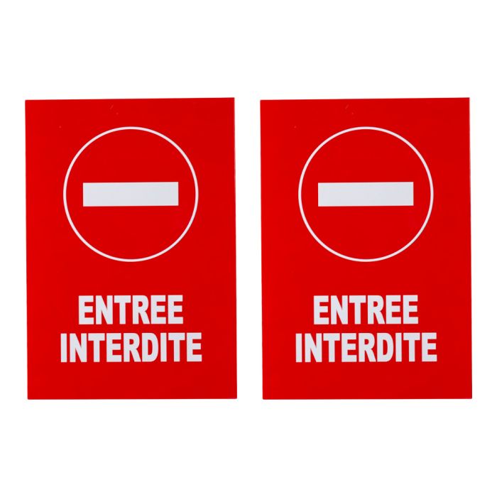 Lot de 2 plaques modulable rouge - Entrée interdite - Novap