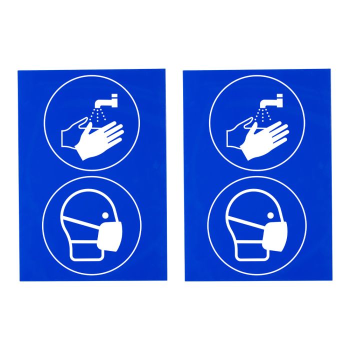 Lot de 2 plaques modulable bleue - Laver les mains et masque obligatoire - Novap