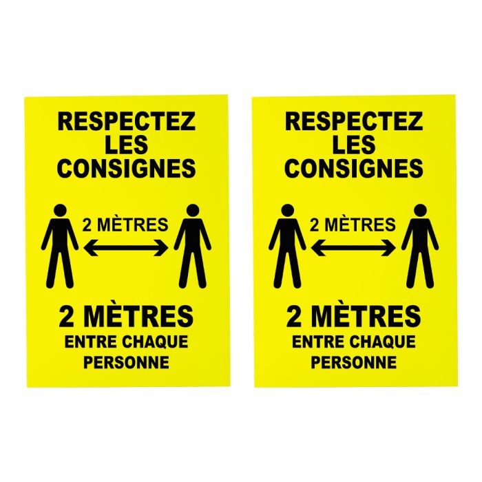 Lot de 2 plaques modulable jaune fluo - Respectez les consignes - 2 mètres - Novap